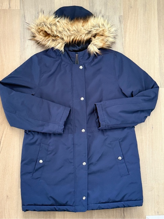 J. Crew Jackets & Blazers - J. Crew Navy Puffer with Faux-Fur Trim Warm Quilted Full Zipper Women’s Jacket